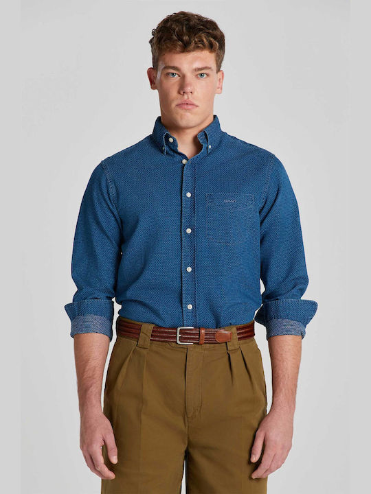 Gant Ανδρικό Πουκάμισο Button Down Με Dot Print Regular Fit - 3240045 Μπλε