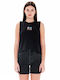 Peace Sunshine All The Time Damen Crop Top Baumwolle Ärmellos Schwarz