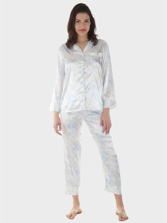 G Secret Sommer Damen Pyjama-Set Satin Ciell All Print