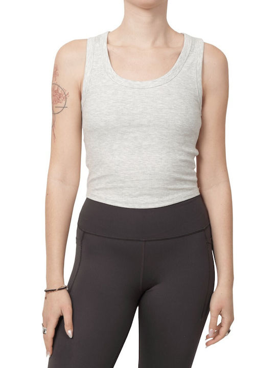 Only Easy Γυναικείο Αθλητικό Crop Top Αμάνικο Γκρι