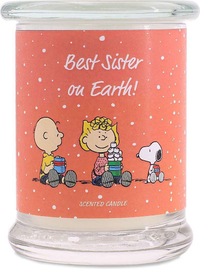 Peanuts Snoopy and Woodstock Ароматна Свещ Best Sister On Earth Буркан Кафяв 250гр 1бр