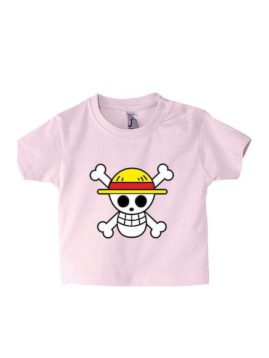 Kinder-T-Shirt Baby Pink One Piece Flag Anime