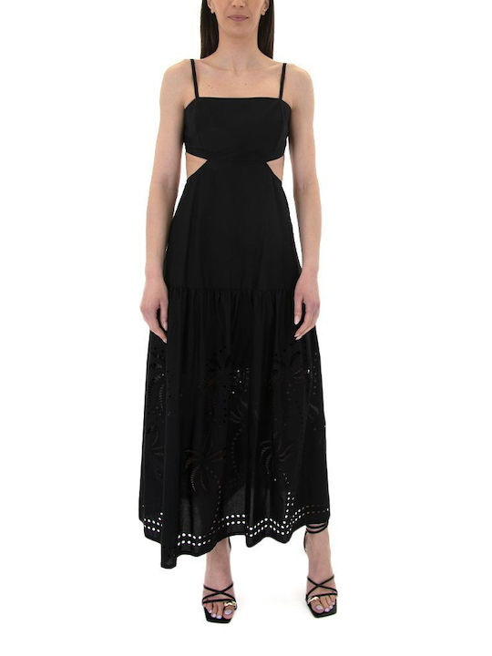 Moutaki Midi Dress with Ruffle Black