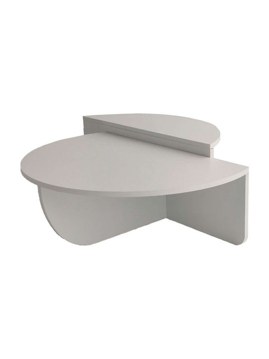 Round Coffee Table Podium White 2pcs L90xW60xH30cm