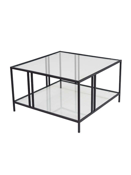 Square Coffee Table Uranus Glass Black L80xW80xH40cm