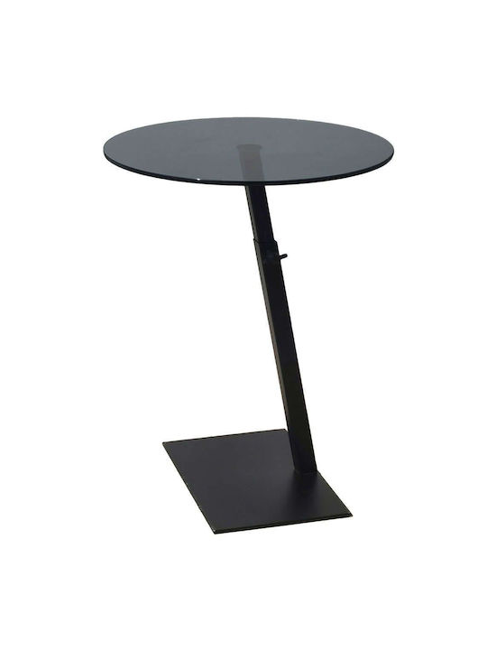 Round Side Table Fume Glass Black L40xW40xH75cm