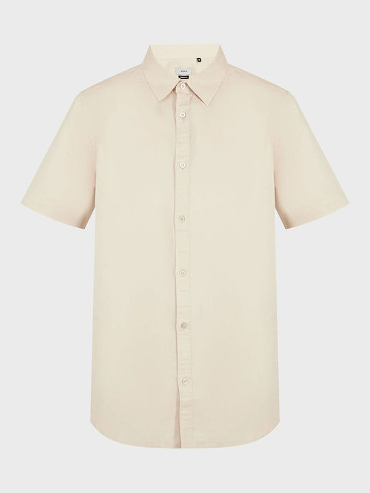Mexx Men's Shirt Short Sleeve Linen Ivory