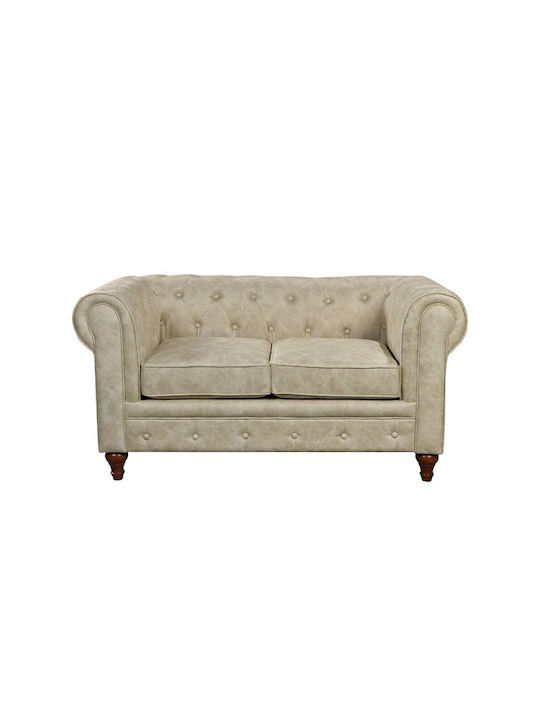 Chesterfield Two-Seater Fabric Sofa Beige 150x82cm