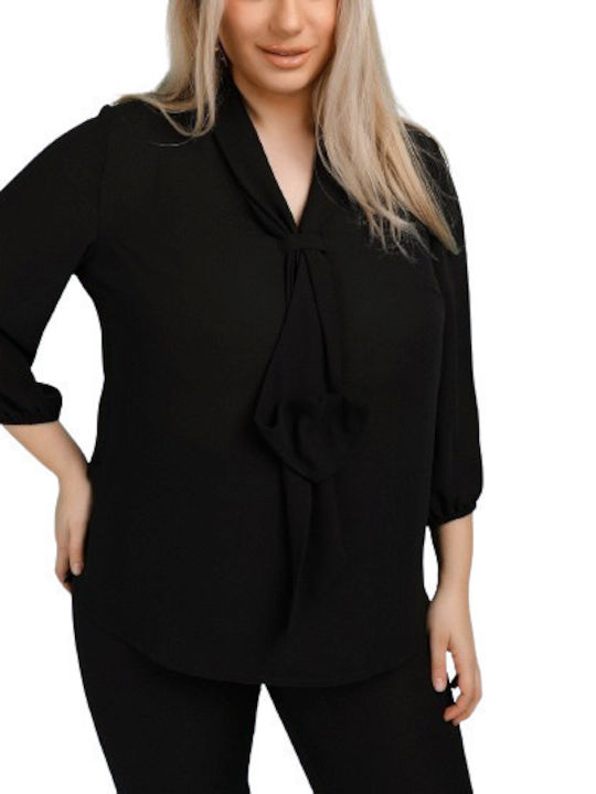 Dina Women's Blouse with 3/4 Sleeve Black