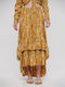 Ble Skirt Long Asymmetrical With Volan Brown/Mustard With Gold Details S/m (100% Crepe)cm 5-41-348-0806
