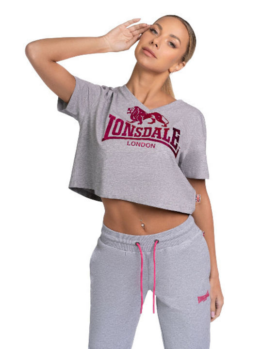 Lonsdale Женска Оверсайз Кроп Тениска с V деколте Pink