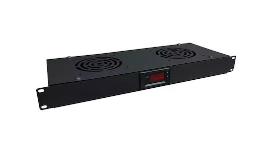 Alantec Sa-f-1u-2-t-c Ventilation Panel With Thermostat 19 Inches 1U 2 Fans Black
