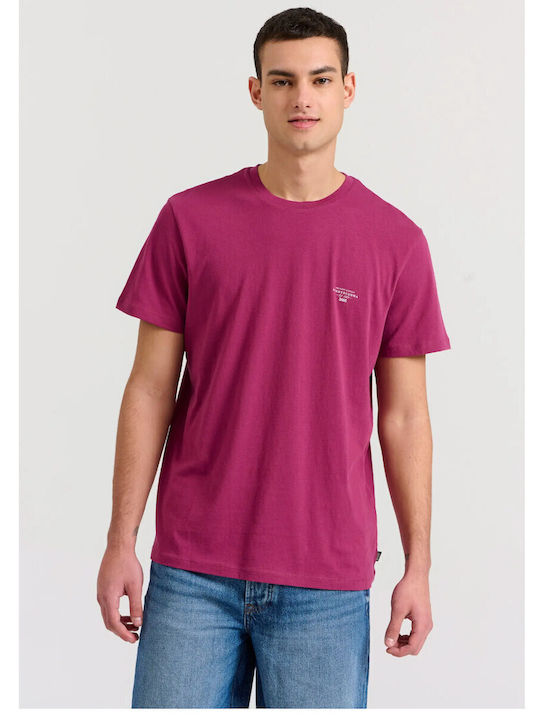 Funky Buddha T-shirt Bărbătesc cu Mânecă Scurtă Aubergine