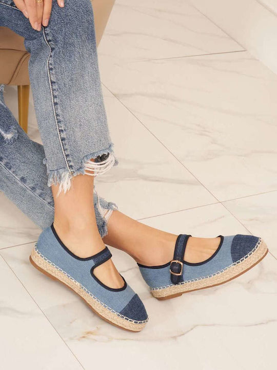 Women's Jean Espadrilles with Buckle, Blue