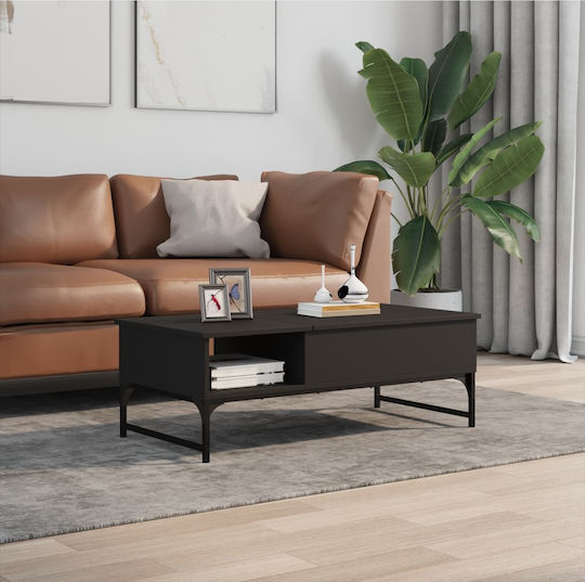 Rechteckiger Zentraler Kaffeetisch Holz mit Hebemechanismus Schwarz M100xB50xH35cm