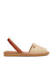 Leder Flache Sandalen für Damen in Beige Farbe