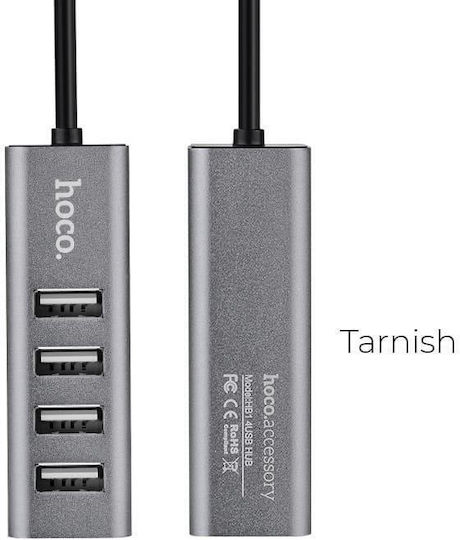 Hoco USB-Hub 4 Anschlüsse USB 2.0 mit USB-A Anschluss Grau