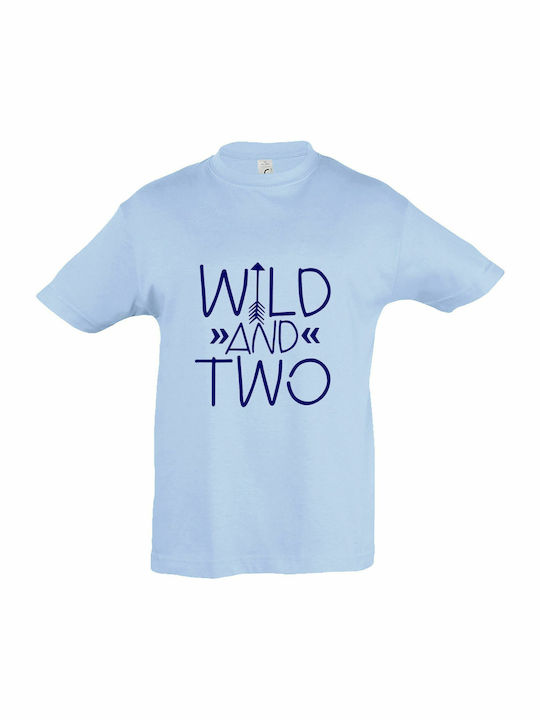 Kids T-shirt Sky Blue Wild And Two