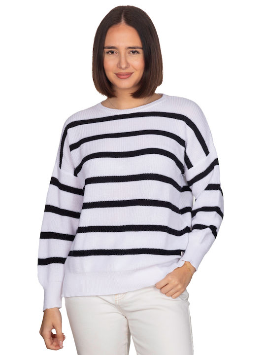 Cotton Striped Blouse - White 12957