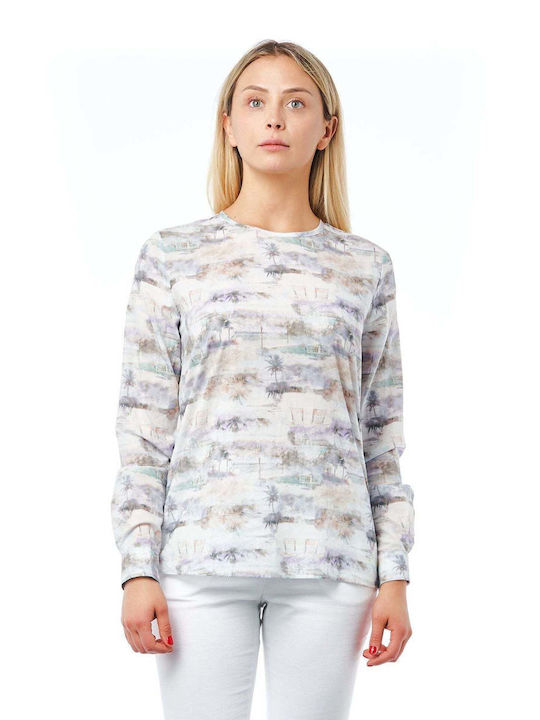 Bagutta Bluza de Damă din Bumbac Mânecă lungă Multicoloră