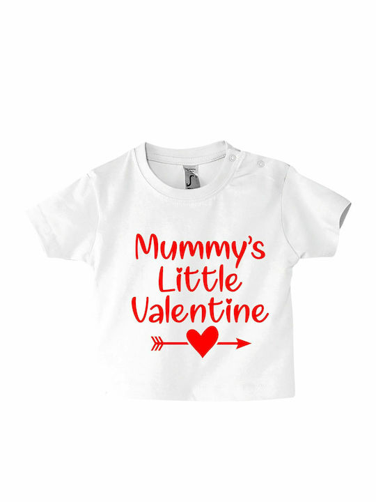 Παιδικό T-shirt Κοντομάνικο White Mummy's Little Valentine