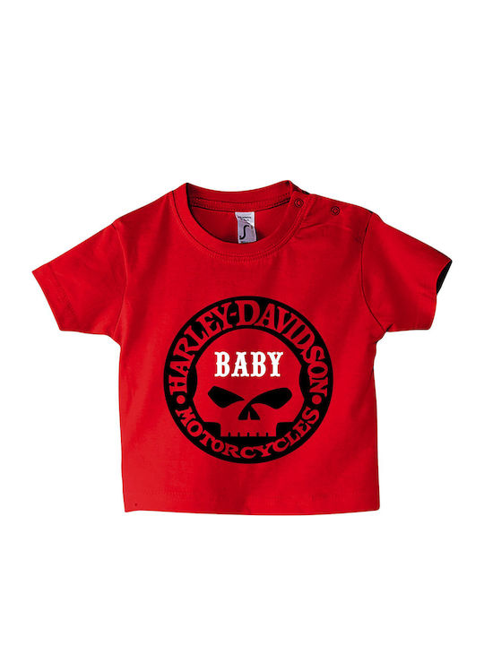 Παιδικό T-shirt Κοντομάνικο Red Harley Davidson Skull Baby