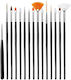 Nail Art Brush Set 15pcs Black