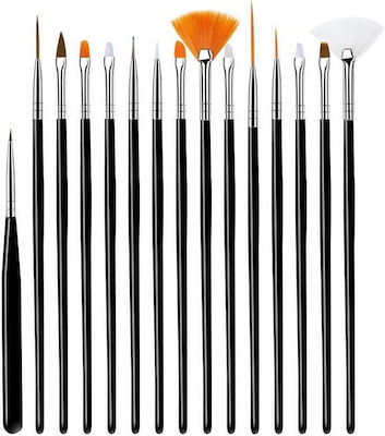 Nail Art Brush Set 15pcs Black