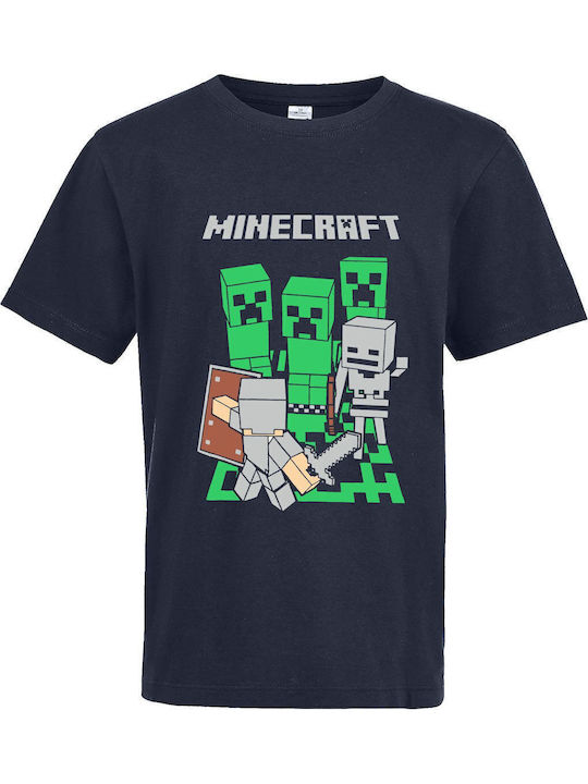 Παιδικό T-shirt French Navy Minecraft Battle