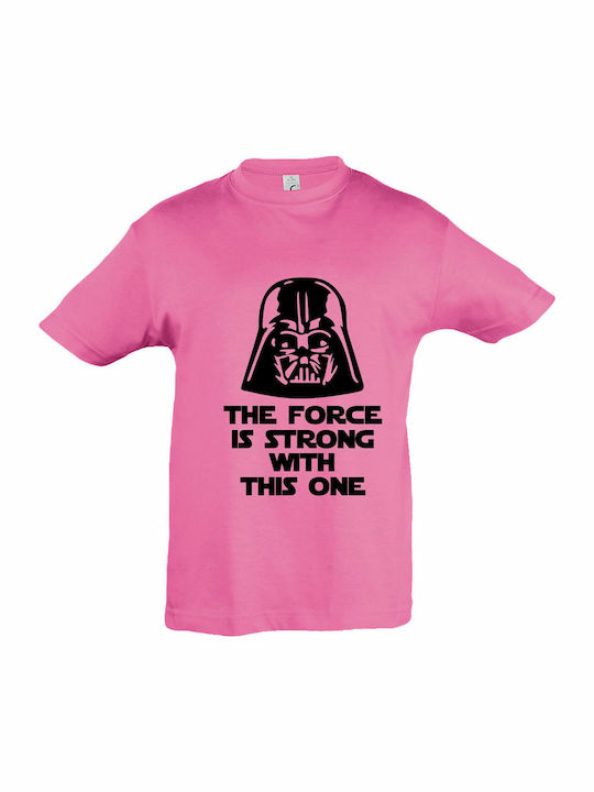 Tricou Pentru Copii Roz The Force Is Strong With This One Star Wars