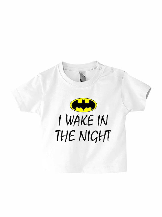 Παιδικό T-shirt Κοντομάνικο White I Wake In The Night, Batman Baby