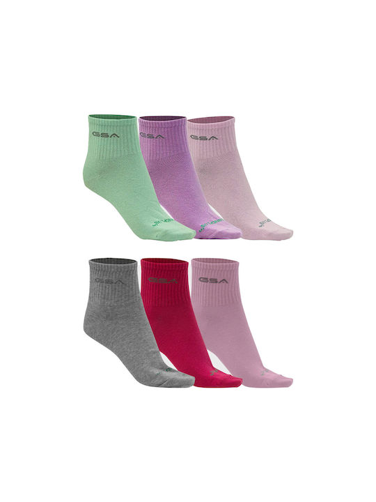 GSA Organicplus Αθλητικές Κάλτσες Γκρι - Ροζ - Φούξια, Λευκό, Λευκό - Μαύρο - Γκρι, Μαύρο, Μέντα - Ροζ - Λιλά 6 Ζεύγη