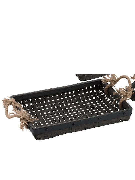 Jolipa Dekorativer Korb Hölzernes mit Griffen Schwarz 77x52x12cm