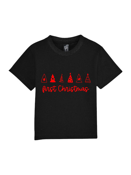 Kids T-shirt Black First Christmas Trees