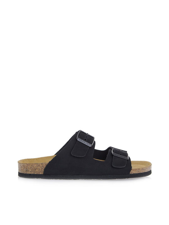 Plakton Black Leather Sandals