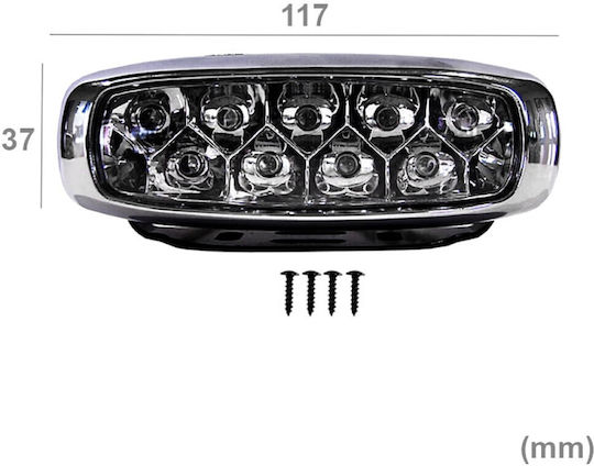 DLAA Ορθογώνιος Προβολέας Αυτοκινήτου LED 12V 12cm με Μπλε Φωτισμό 1τμχ
