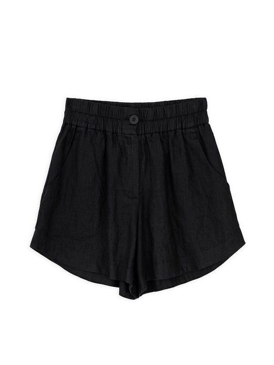 Philosophy Women's Linen Shorts Ss24-tr4451 Black