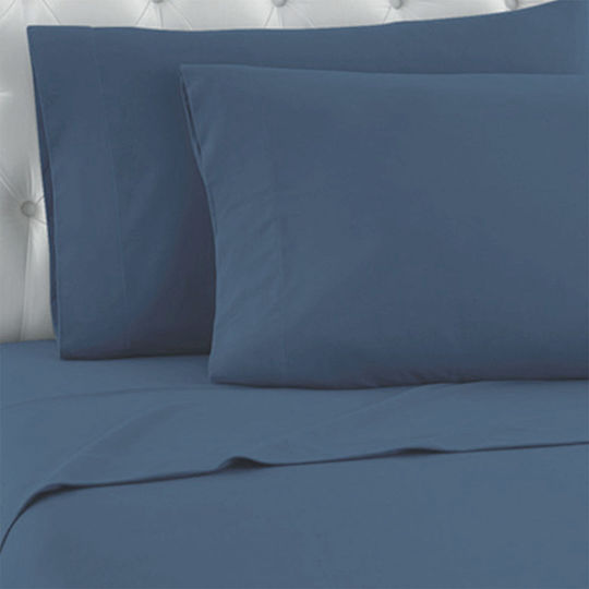 TnS Sheet King Size with Elastic 180x200+30cm. Blue Denim