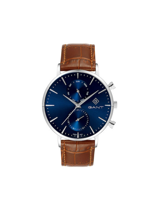 Gant Park Hill Day-date Ii Watch Battery with Brown Leather Strap