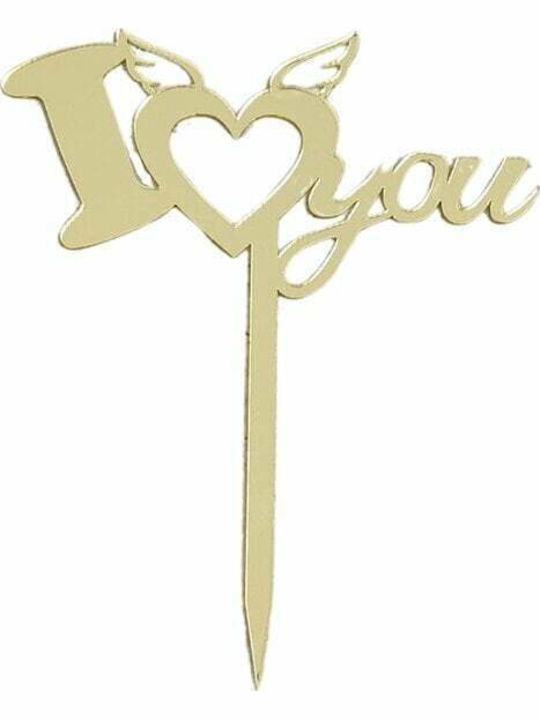 Διακοσμητικο Τουρτας Πλεξιγκλας I Love You 12χ14cm (χρυσο)