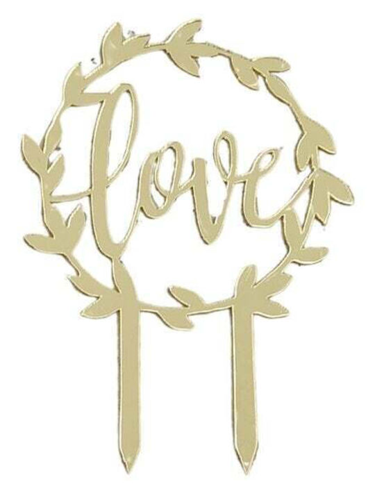 Acrylic Cake Topper Love 10x15cm (gold)