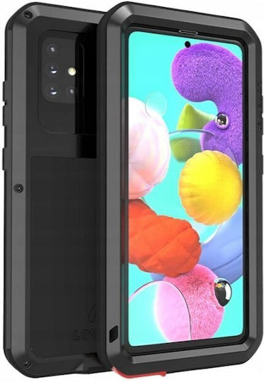 Love Mei Задна корица Закалено стъкло / Метал / Силикон Черен (Galaxy A51)