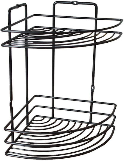 Next Corner Wall Mounted Bathroom Shelf Metallic 19x19x27cm Black