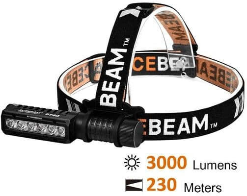 Acebeam Επαναφορτιζόμενος Φακός Κεφαλής LED IP68 με Μέγιστη Φωτεινότητα 3000lm