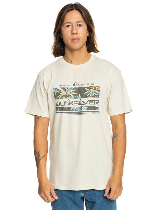 Quiksilver Tropical T-shirt Bărbătesc cu Mânecă Scurtă Ecru