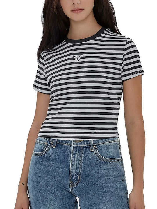 Guess Women's T-shirt Striped Black