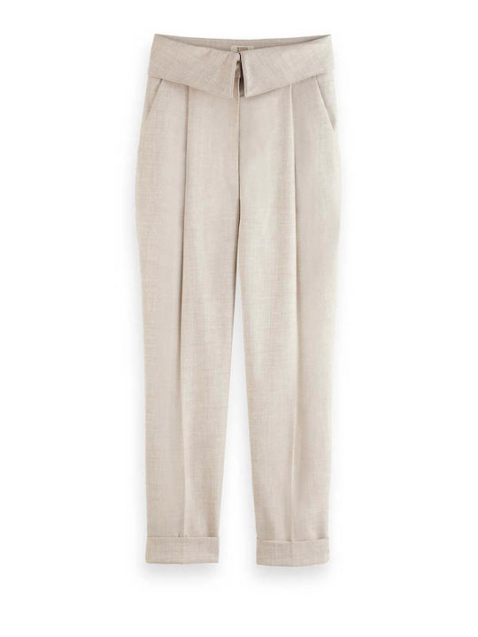 Scotch & Soda Women's High-waisted Fabric Trousers Beige