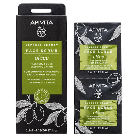 Apivita Express Beauty Scrub pentru Exfoliere Profundă cu Măsline 2x8ml