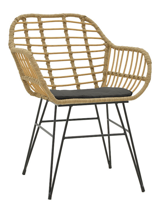 Outdoor-Sessel Rattan Bulan Braun mit Kissen 58x64x81εκ.
