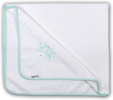 Ninetta Bebe Flanell-Kuscheldecke White Türkis 80x90cm.